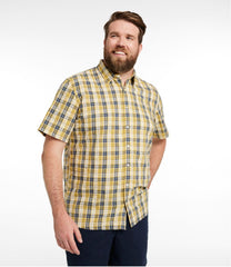L.L.Bean Men's Organic Cotton Seersucker Shirt, Short-Sleeve, Slightly Fitted, Plaid CLOTHING|SALE