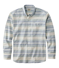 L.L.Bean Men's Comfort Stretch Chambray Shirt, Traditional Untucked Fit, Long-Sleeve, Stripe CLOTHING|SALE