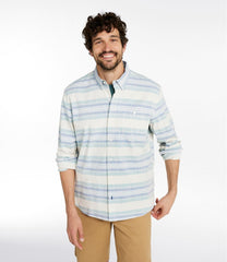 L.L.Bean Men's Comfort Stretch Chambray Shirt, Traditional Untucked Fit, Long-Sleeve, Stripe CLOTHING|SALE