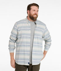 L.L.Bean Men's Comfort Stretch Chambray Shirt, Traditional Untucked Fit, Long-Sleeve, Stripe CLOTHING|SALE