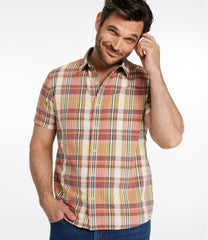 L.L.Bean Men's Signature Seersucker Madras Shirt, Slightly Fitted, Short-Sleeve CLOTHING|SALE