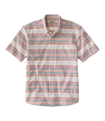 L.L.Bean Men's Comfort Stretch Chambray Shirt, Traditional Untucked Fit, Short-Sleeve, Stripe CLOTHING|SALE