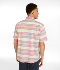 L.L.Bean Men's Comfort Stretch Chambray Shirt, Traditional Untucked Fit, Short-Sleeve, Stripe CLOTHING|SALE