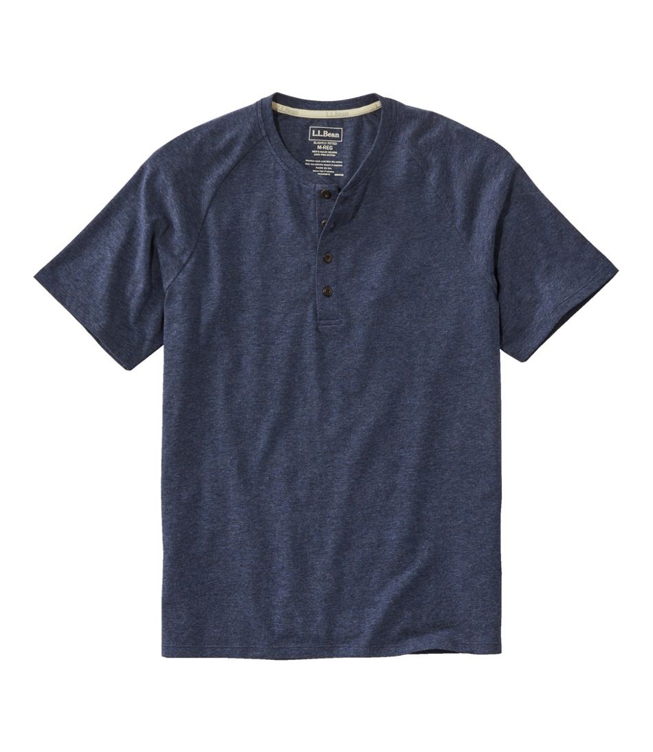 L.L.Bean Men's Comfort Stretch Pima Tee Shirt, Short-Sleeve Henley CLOTHING|SALE