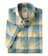 L.L.Bean Men's Comfort Stretch® Oxford, Slightly Fitted Untucked Fit, Short-Sleeve, Plaid CLOTHING|SALE