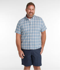 L.L.Bean Men's Comfort Stretch® Oxford, Slightly Fitted Untucked Fit, Short-Sleeve, Plaid CLOTHING|SALE