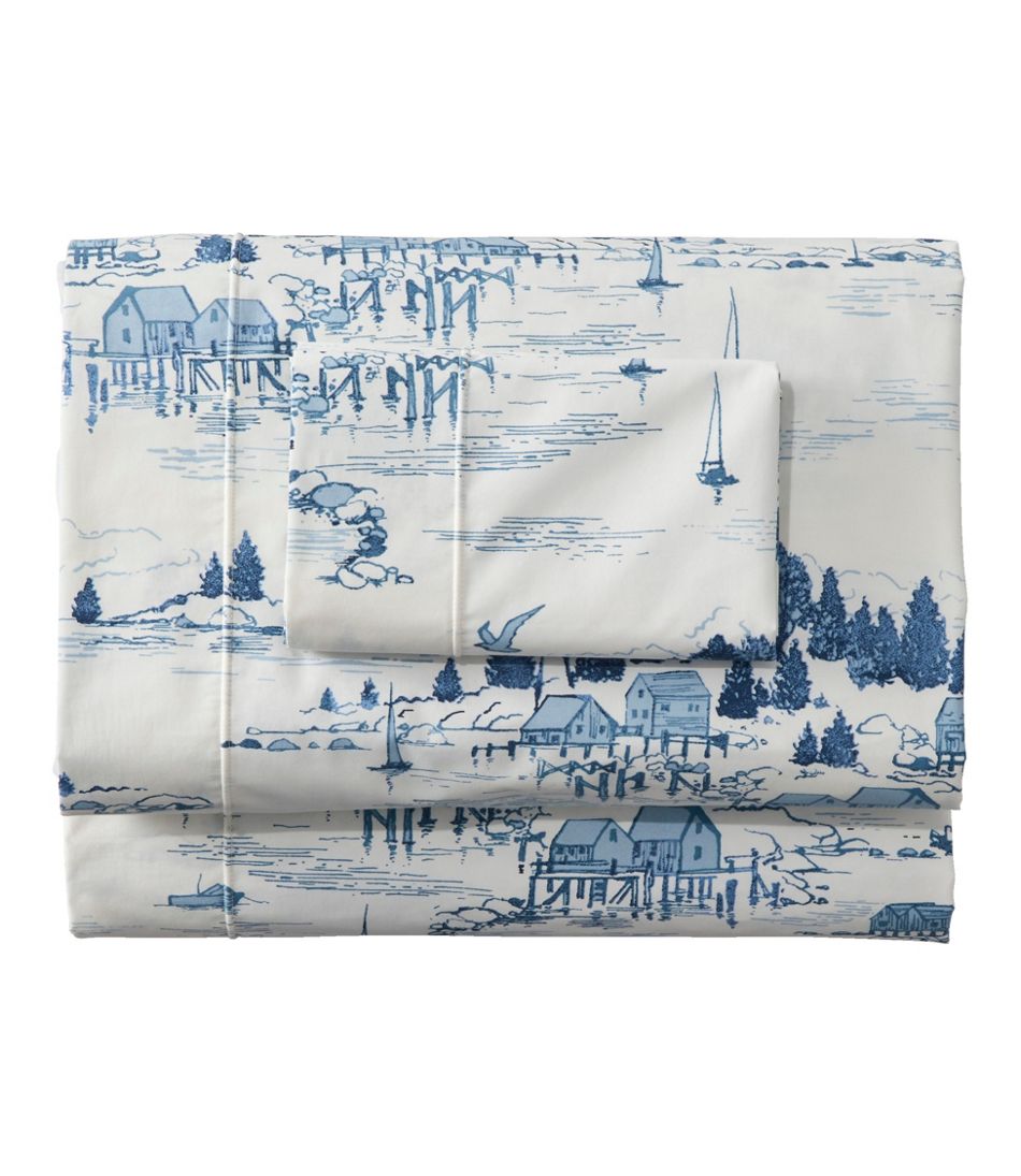 L.L.Bean Coastal Landscape Percale Sheet Collection HOME GOODS