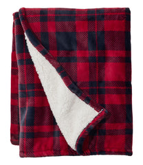 L.L.Bean Wicked Plush Sherpa Throw, Plaid HOME GOODS