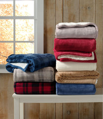 L.L.Bean Wicked Plush Sherpa Throw, Plaid HOME GOODS