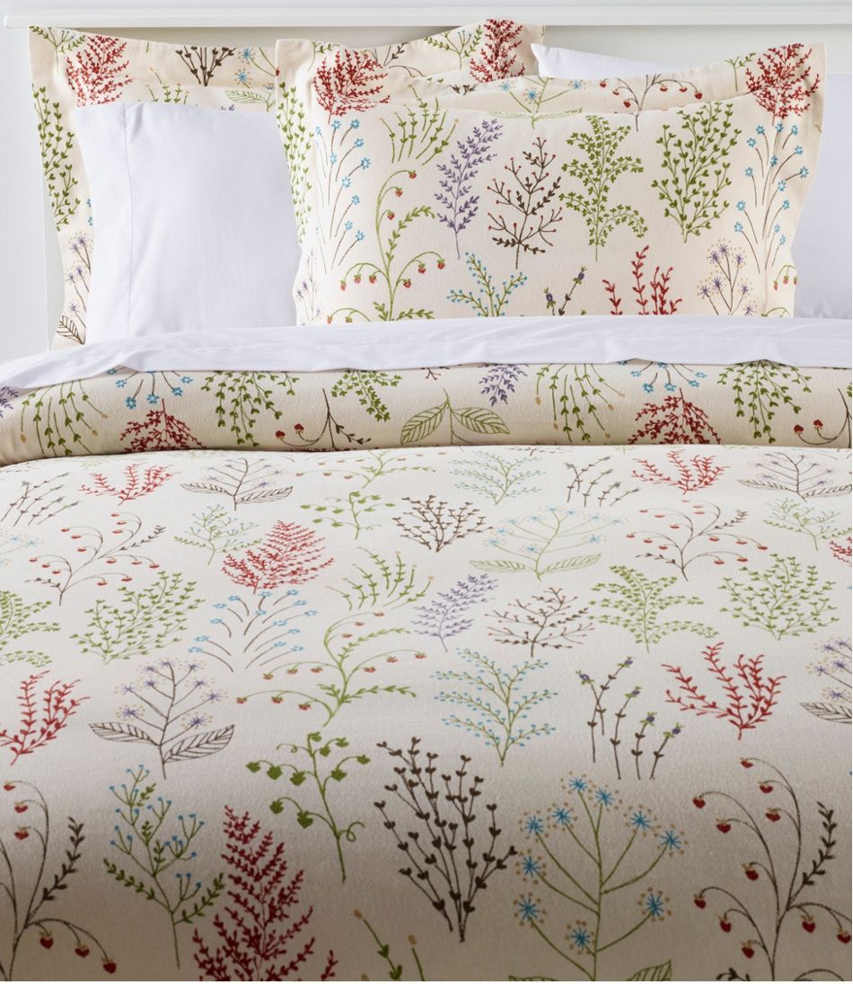 L.L.Bean Botanical Floral Flannel Comforter Cover Collection HOME GOODS