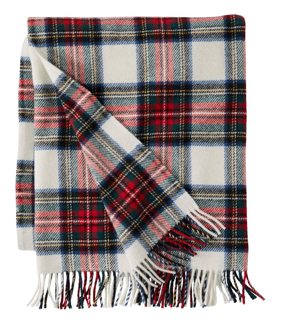 L.L.Bean Washable Wool Throw, Plaid 54" x 60" HOME GOODS