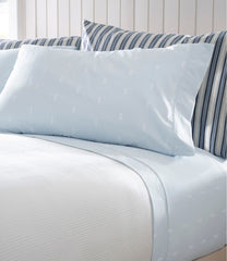 L.L.Bean Sunwashed Percale Sheet Collection, Stamped Leaf Print HOME GOODS