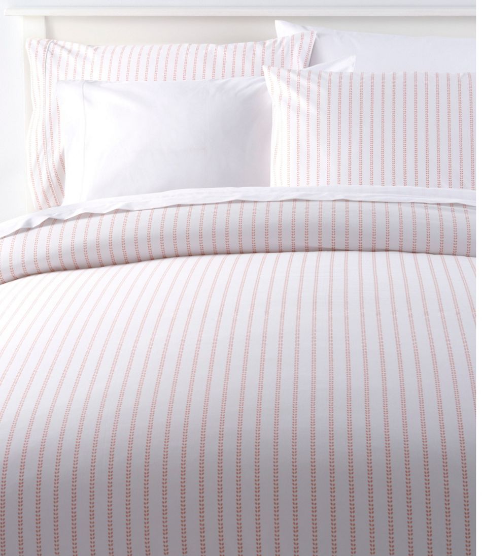 L.L.Bean Sunwashed Percale Comforter Cover, Stripe Leaf HOME GOODS