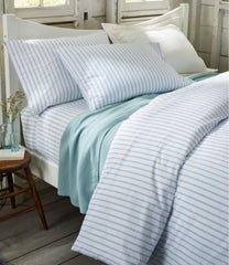 L.L.Bean Sunwashed Percale Comforter Cover, Stripe Leaf HOME GOODS