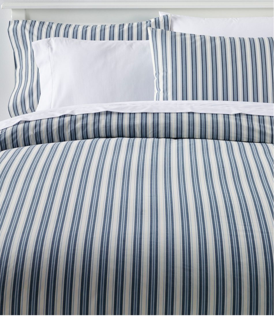 L.L.Bean Sunwashed Percale Comforter Cover, Stripe HOME GOODS