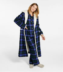 L.L.Bean Women's Scotch Plaid Flannel Robe, Sherpa-Lined Long CLOTHING