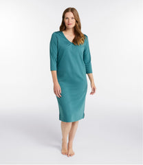L.L.Bean Women's Supima Cotton Nightgown, V-Neck Three-Quarter-Sleeve CLOTHING