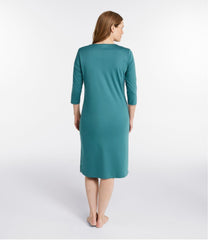 L.L.Bean Women's Supima Cotton Nightgown, V-Neck Three-Quarter-Sleeve CLOTHING