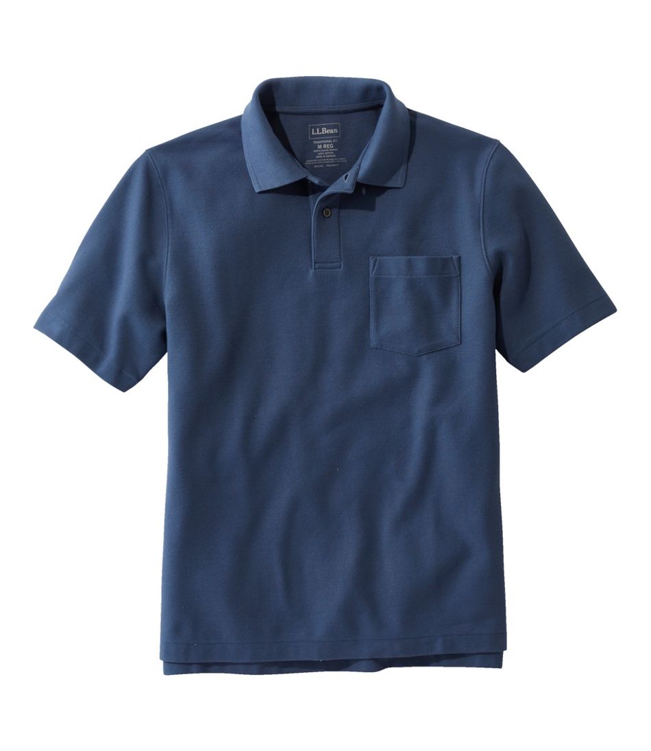 L.L.Bean Men's Premium Double L® Polo, Hemmed Short-Sleeve with Pocket CLOTHING|SALE