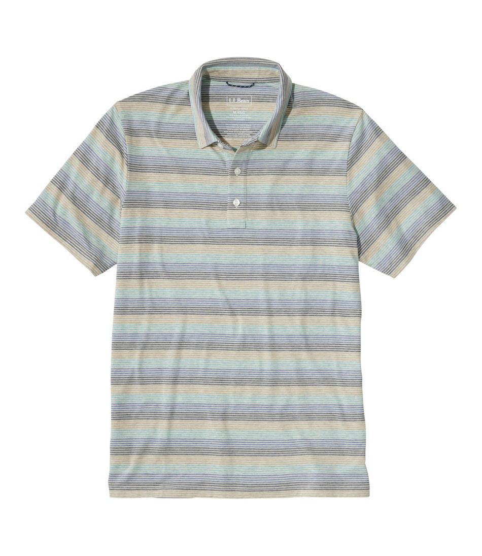 L.L.Bean Men's Comfort Stretch Performance® Pima Polo, Short-Sleeve, Stripe CLOTHING|SALE