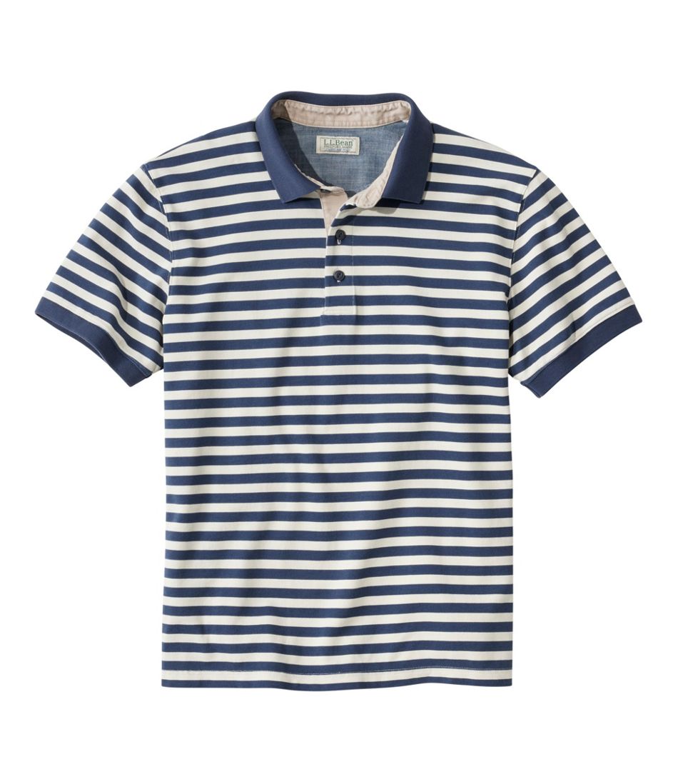 L.L.Bean Men's Casco Bay Rugged Polo, Short-Sleeve, Stripe CLOTHING