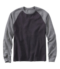L.L.Bean Men's Washed Cotton Double-Knit Crewneck, Slightly Fitted Long-Sleeve Colorblock CLOTHING