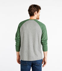 L.L.Bean Men's Washed Cotton Double-Knit Crewneck, Slightly Fitted Long-Sleeve Colorblock CLOTHING