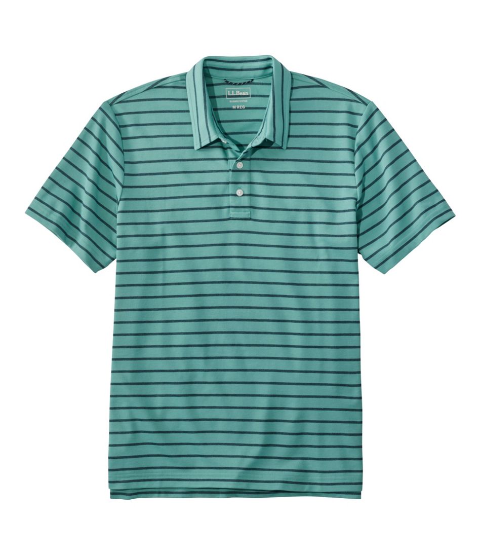 L.L.Bean Men's Comfort Stretch Performance® Polo, Short-Sleeve, Slightly Fitted, Stripe CLOTHING