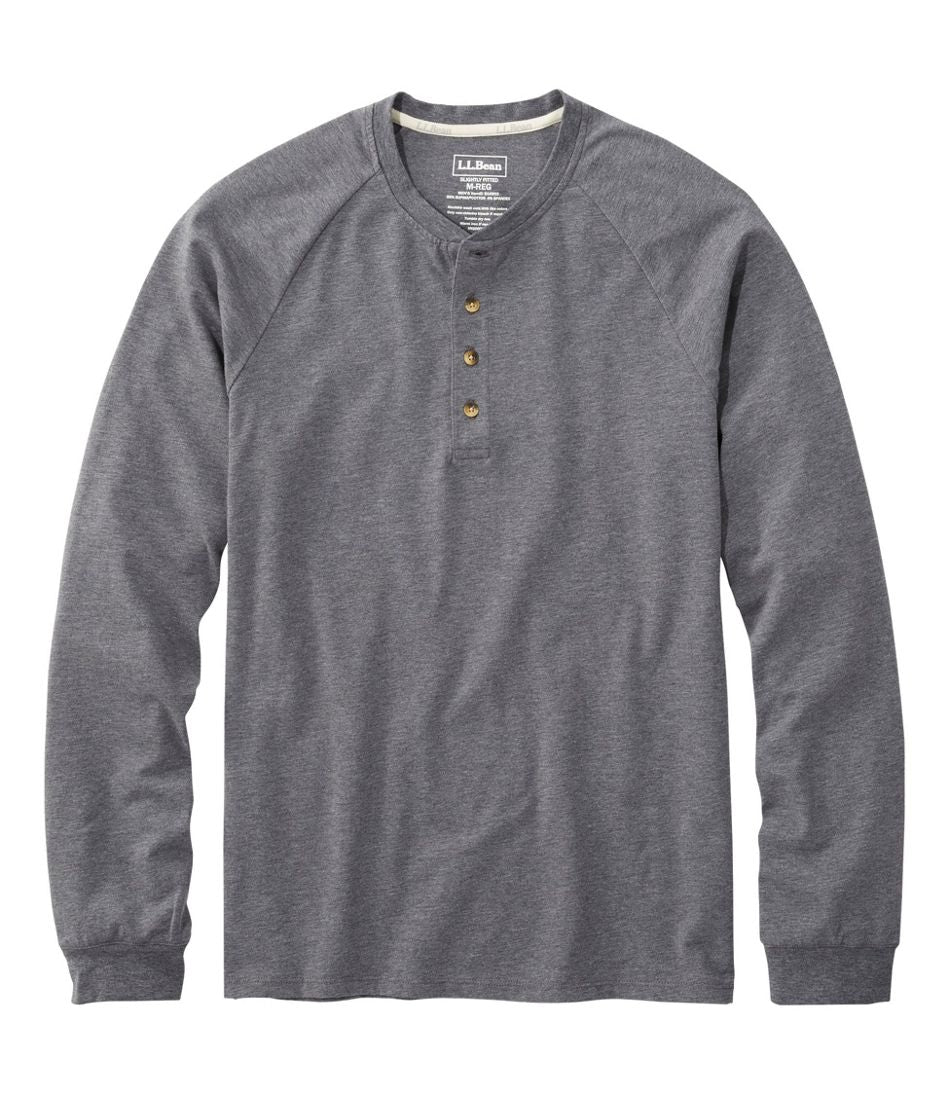 L.L.Bean Men's Comfort Stretch Pima Tee Shirt, Long-Sleeve Henley CLOTHING|SALE