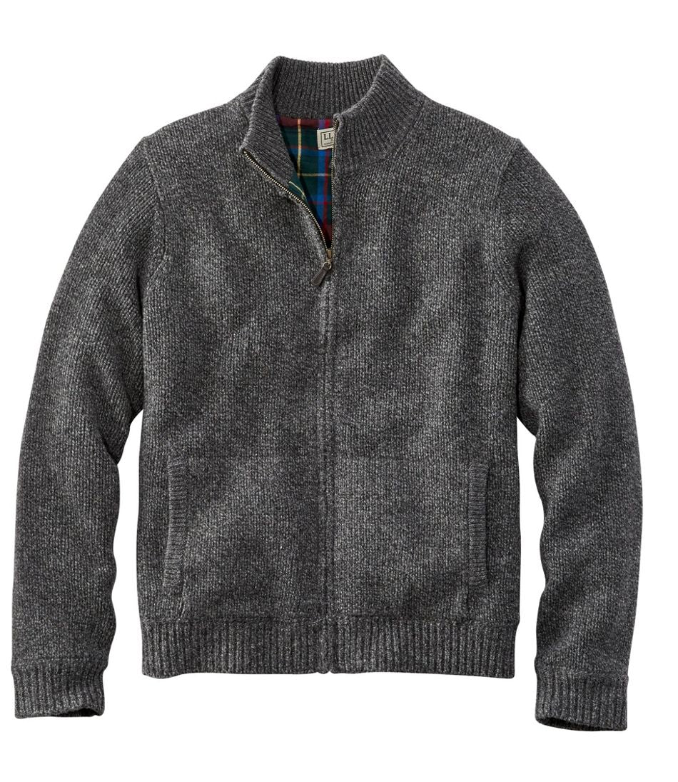 L.L.Bean Men's Classic Ragg Wool Sweater, Full-Zip Flannel-Lined CLOTHING