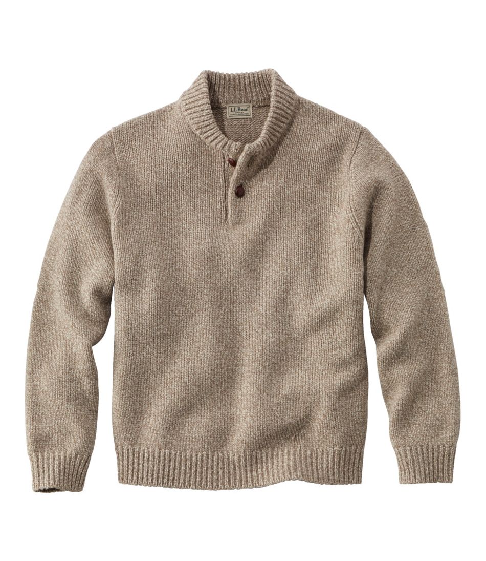 L.L.Bean Men's Classic Ragg Wool Sweater, Henley CLOTHING