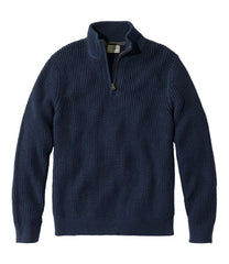 L.L.Bean Men's Organic Cotton Waffle Sweater, Quarter Zip CLOTHING