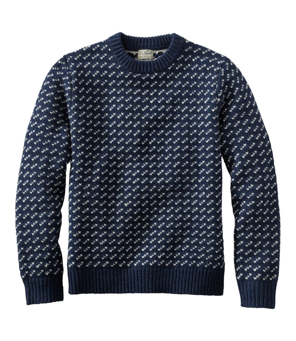 L.L.Bean Men's Bean's Classic Ragg Wool Sweater, Crewneck, Bird's-Eye CLOTHING