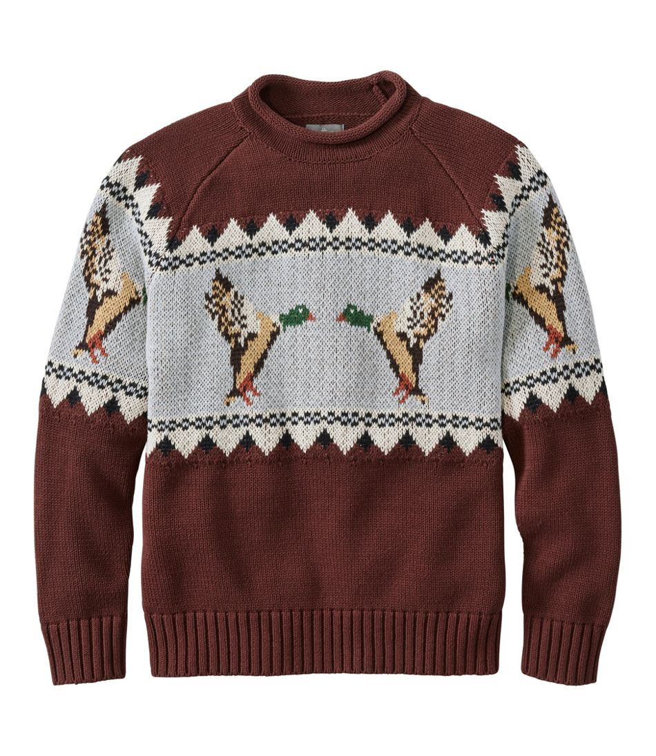 L.L.Bean Men's Signature Organic Cotton Rollneck Sweater, Fair Isle CLOTHING