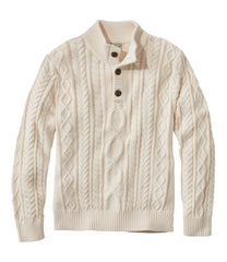 L.L.Bean Men's Bean's Heritage Soft Cotton Fisherman Sweater, Button-Mock CLOTHING|SALE