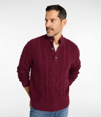 L.L.Bean Men's Bean's Heritage Soft Cotton Fisherman Sweater, Button-Mock CLOTHING|SALE