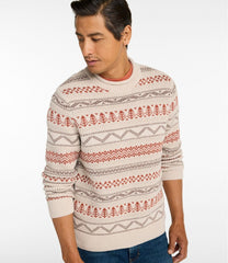 L.L.Bean Men's Organic Cotton Waffle Sweater, Crewneck, Fair Isle CLOTHING