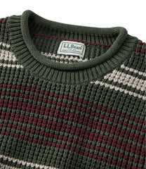 L.L.Bean Men's Organic Cotton Waffle Sweater, Rollneck Crew, Stripe CLOTHING|SALE