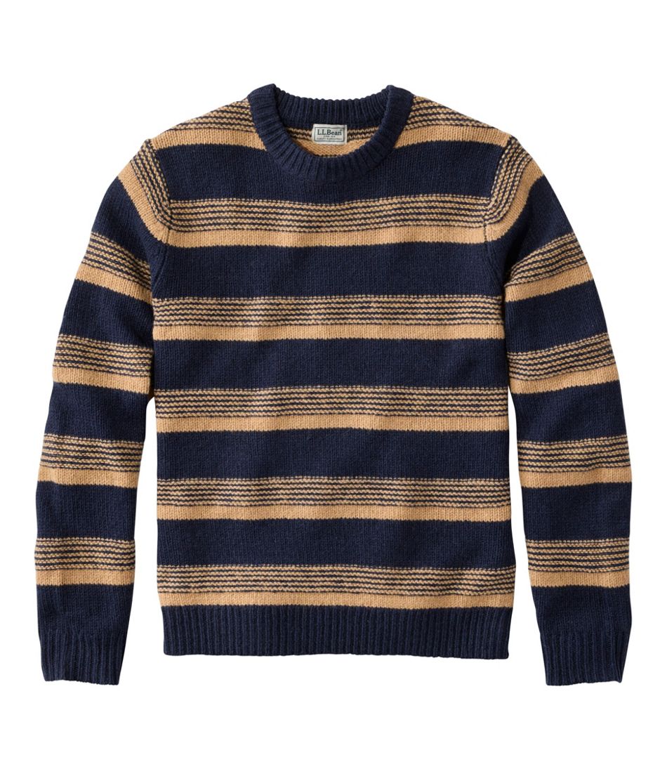 L.L.Bean Men's Bean's Classic Ragg Wool Sweater, Crewneck, Stripe CLOTHING