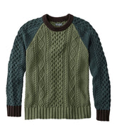 L.L.Bean Men's Signature Cotton Fisherman Sweater, Crewneck, Colorblock CLOTHING|SALE