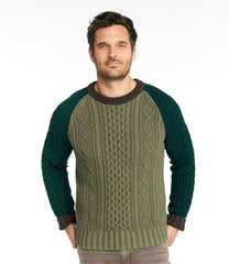 L.L.Bean Men's Signature Cotton Fisherman Sweater, Crewneck, Colorblock CLOTHING|SALE