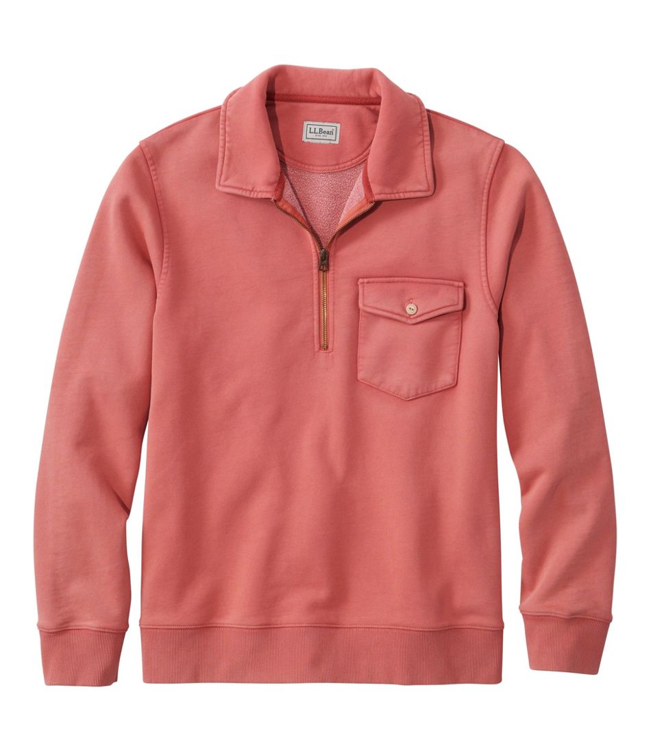 L.L.Bean Men's Sunwashed Sweatshirt, Quarter-Zip Polo, Long-Sleeve CLOTHING