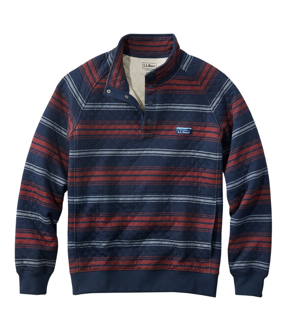 L.L.Bean Men's Quilted Sweatshirt, Mockneck, Stripe CLOTHING|SALE