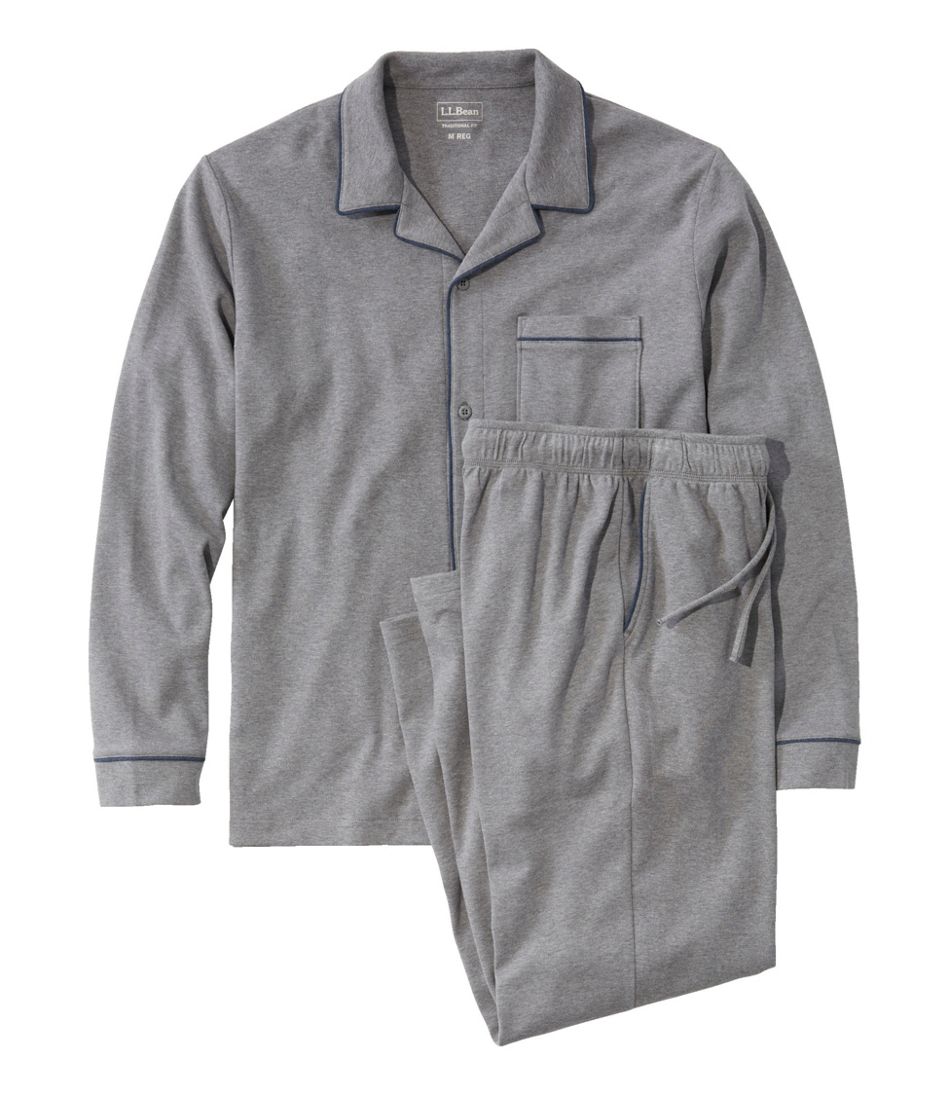 L.L.Bean Men's Bean's Cotton Knit Pajamas, Button-Front PJ Set CLOTHING
