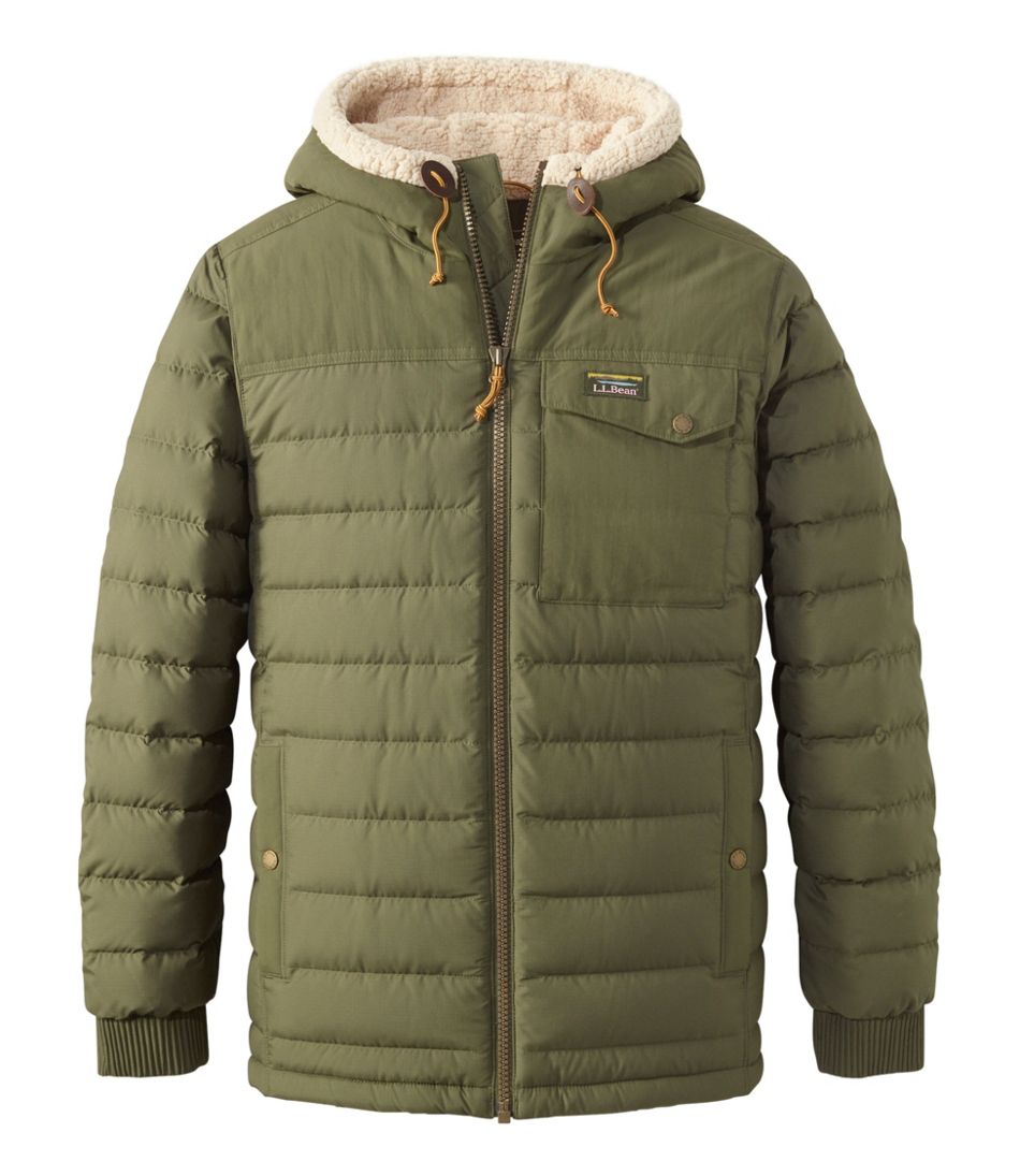 L.L.Bean Men's Mountain Classic Down Hooded Jacket, Sherpa-Lined OUTERWEAR