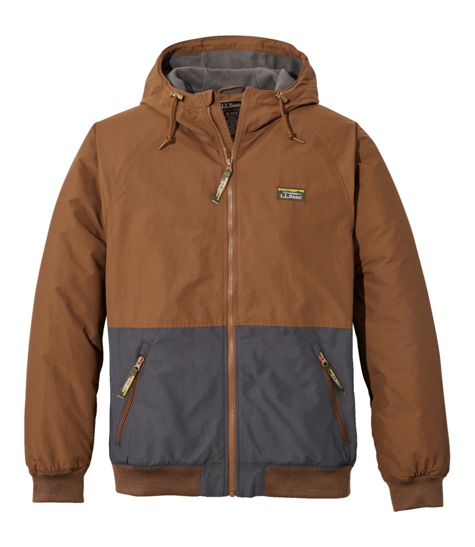 L.L.Bean Men's Insulated 3-Season Bomber Hooded Jacket, Colorblock OUTERWEAR