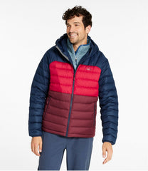 L.L.Bean Men's Bean's Down Hooded Jacket, Colorblock OUTERWEAR|SALE
