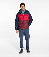 L.L.Bean Men's Bean's Down Hooded Jacket, Colorblock OUTERWEAR|SALE
