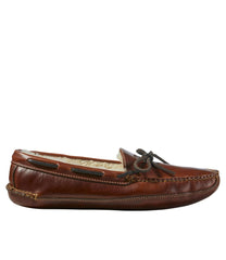 L.L.Bean Men's Leather Double-Sole Slippers, Shearling-Lined FOOTWEAR