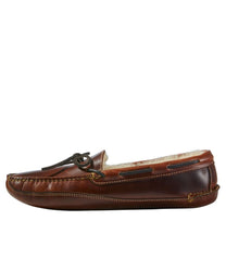 L.L.Bean Men's Leather Double-Sole Slippers, Shearling-Lined FOOTWEAR